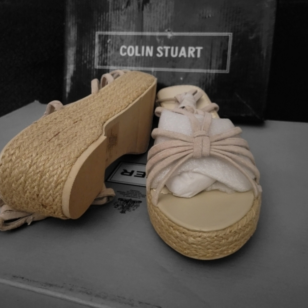 Colin Stuart Cream Espadrill Wedge Sandals Women's Size 9